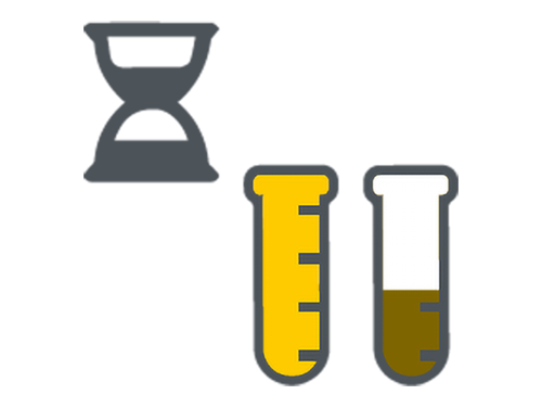 Icon depicting two test tubes, 1 full and 1 half full