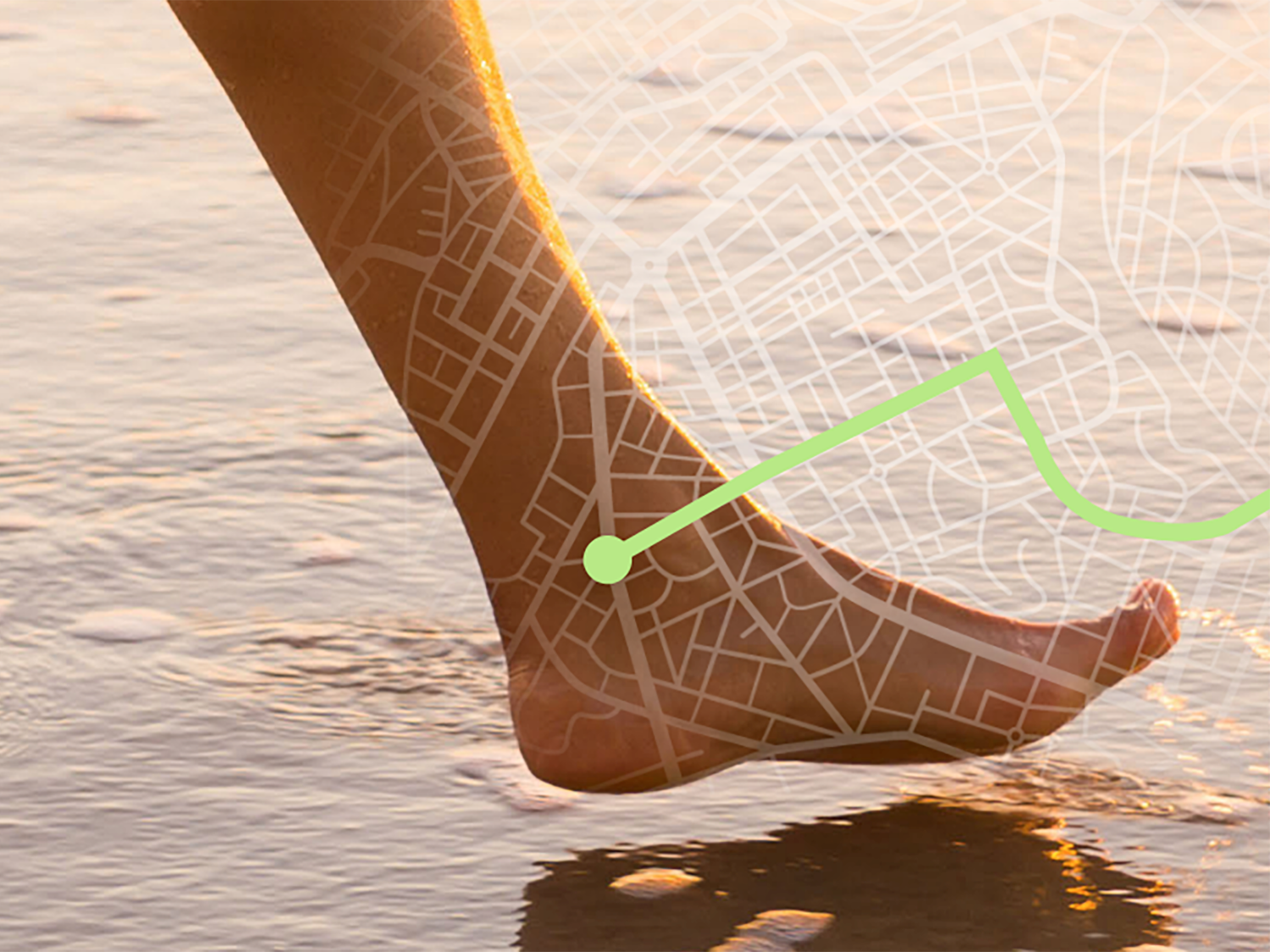 foot walking on beach